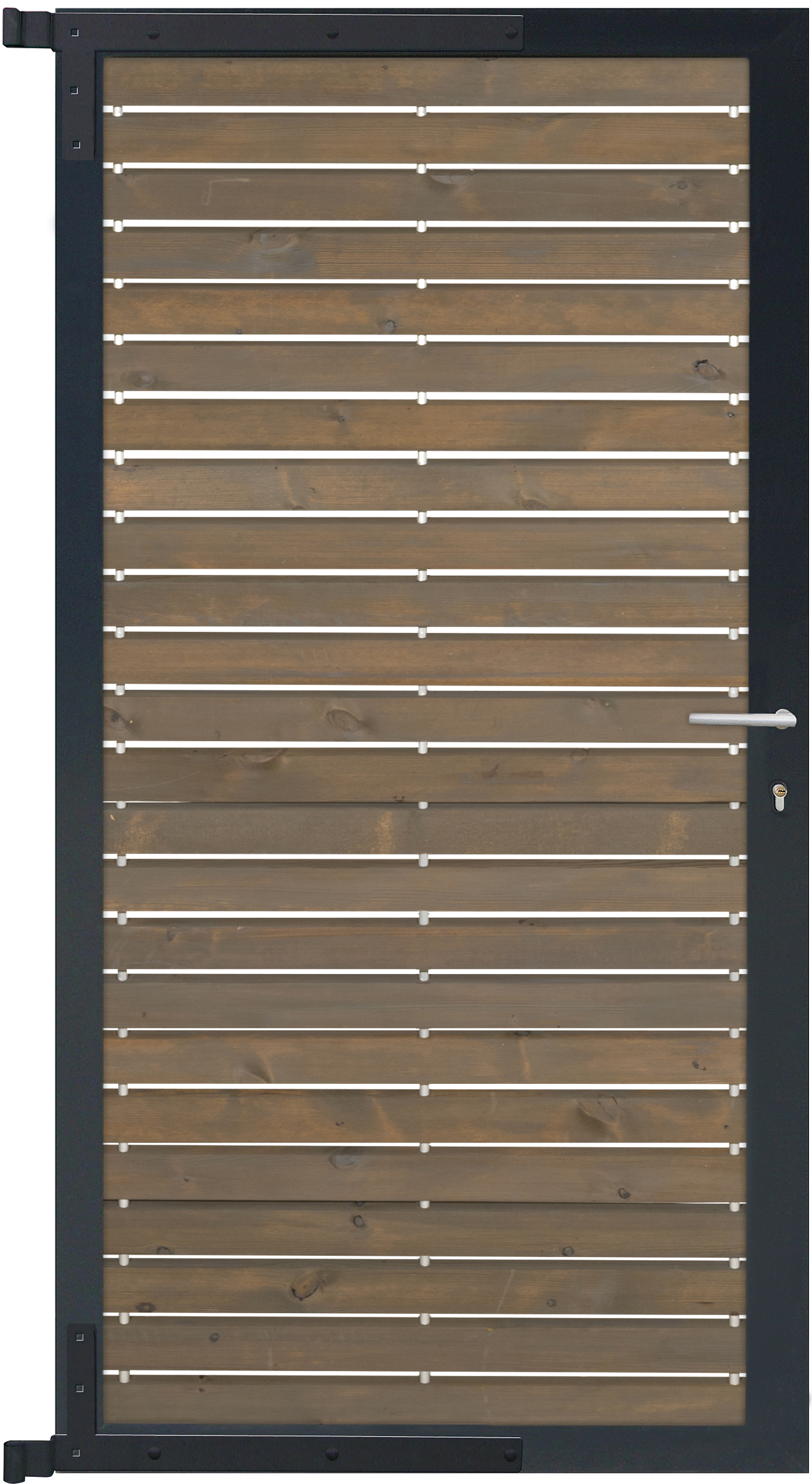 Rhombus-Steckzaun nordische Kiefer Grau/anthrazit, 10 Jahre Farbechtheit Zauntor 90x180 cm, mit Aluminium Rahmen, inkl. Beschlagsatz in anthrazit 